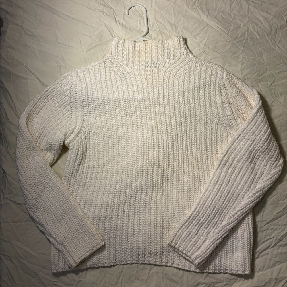 VTG Jeanne Pierre 100% Cotton Cable Knit Turtleneck Sweater Medium White/Ivory